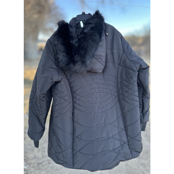 Catherines Womens 2X Winter Coat Removable Hood Black Long Parka Pockets NWOT - Picture 4 of 17